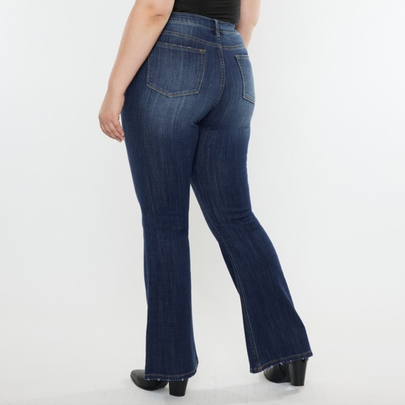 KanCan Flare Mid-Rise Waist Jeans Wide Distressed Classic Slim Fit Denim Pants - Picture 14 of 16